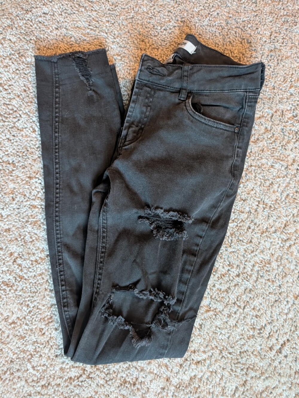 Refuge Black Skinny Distressed Jeans